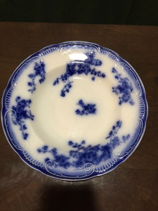 Antique Wh Grindley England Flow Blue Rim Soup Bowl,  Marechal Neil Pattern