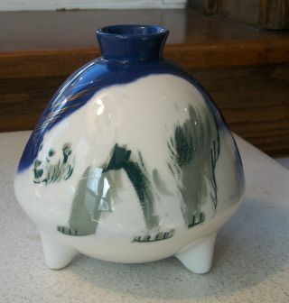 Blue Alaska Line Pottery Matthew Fireplace Ashtray - Polar Bear Sascha Brastoff