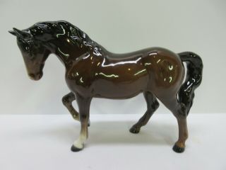 Vintage Beswick England Standing Horse Figurine - Brown/ Black