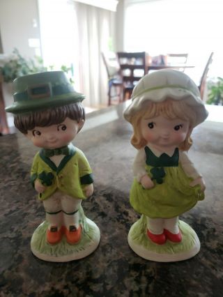 Vintage Rb Made In Japan - Little Boy And Girl - Leprechauns Figures