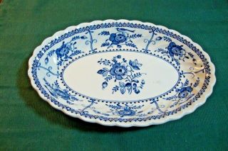 Johnson Brothers Indies Blue & White Oval Bowl 5 1/2 " X 8 1/4 "