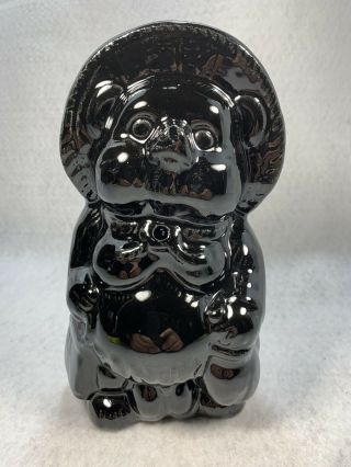 Vintage Kyoto Pottery Tanuki " Good Luck Raccoon " String Holder Japan Black Glaze