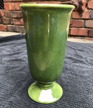 Vintage Haeger Usa Glossy Mossy Green Footed Vase 9” Glaze