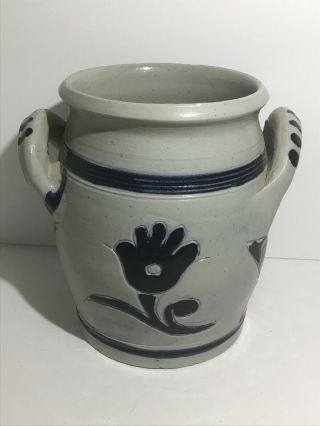 Williamsburg Restoration Pottery Stoneware Blue Salt Glaze Preserves Jar Crock