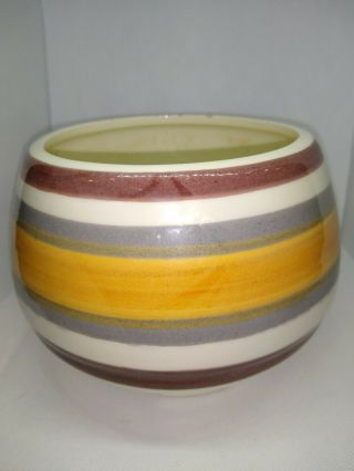 Vtg Ungemach Upco Usa Pottery Footed Bowl Planter Brown Grey Tan Orange Stripes