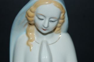Vintage 6.  25 " Head Vase Lady Praying In Pale Blue & White W/ Gold Accents