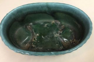 Vintage Hull USA F39 Green Blue - Drip Oval Footed Planter 7 