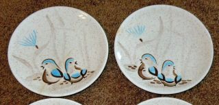 4 OLD VINTAGE RED WING QUAIL POTTERY BIRDS 6 1/2 INCH BREAD & BUTTER PLATES 3