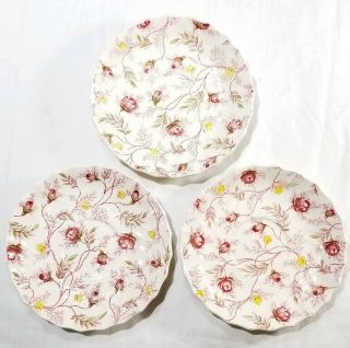 Copeland Spode Rosebud Chintz Set Of 3 5.  75 " Tea Cup Saucers Made In England