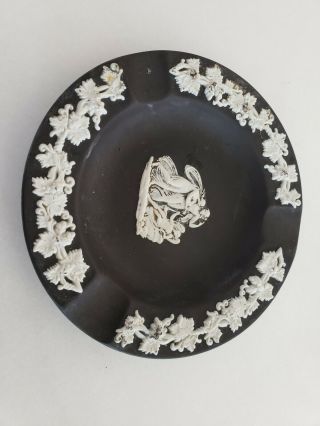 Vintage Wedgwood Jasperware Basalt Cameo Black White Ashtray Dish 3 Muses 1971