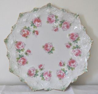 Antique Mz Austria Plate Scalloped Pink Roses