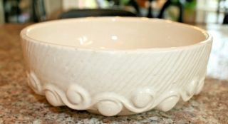 Vintage Mccoy Pottery 7 " X 2.  5 " White Bulb Bowl With Curlicue And Rib Pattern