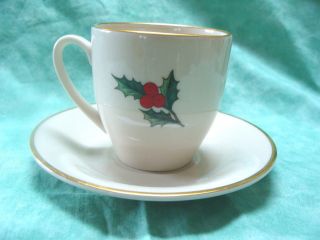 Pickard China Christmas Holly Demitasse Coffee Cup And Saucer
