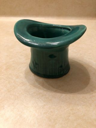 Vintage Shawnee Pottery Usa Greentop Hat Planter Vase Ribbed W/stars