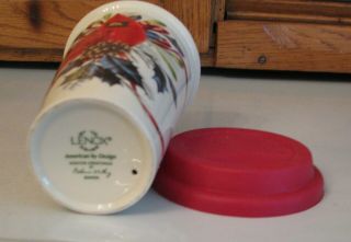 Lenox Winter Greeting Porcelain Travel MUG Cardinal Red Top 4