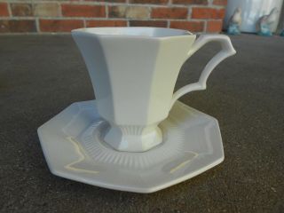 Independence Ironstone White Castleton Coffee Cup And Saucer Japan Octagon
