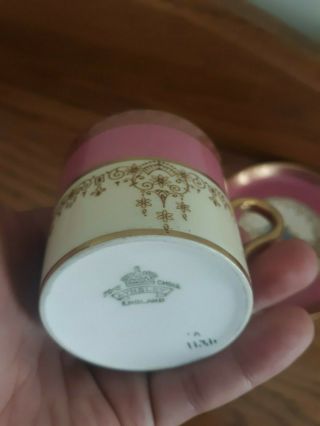 Vintage Aynsley Pink & Gold Trim Flower Demitasse Cup & Saucer Set 4271 3