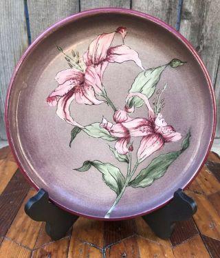 Rare Vintage Santa Barbara Ceramic 7 " Platter Stargazer Lilies Signed