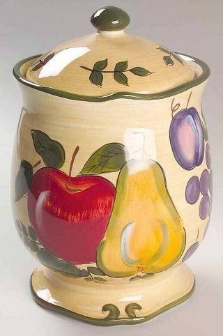 Home Trends Granada Small 7 " Canister Fruit Apple Pear Grape