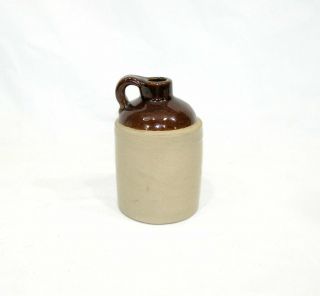Vintage Little Brown Pottery Jug Only 4 5/8 " Tall Marked Usa