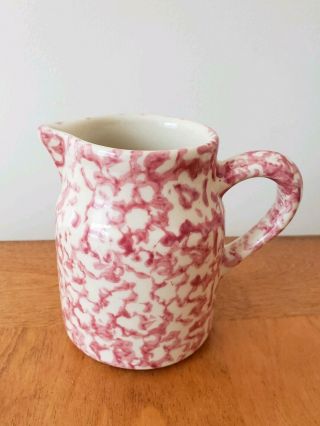 Workshops Gerald E Henn Pottery Ohio Creamer Pink Spongeware Handpainted