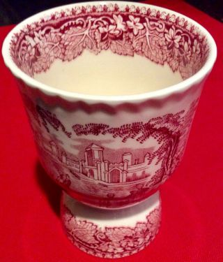 Vintage Masons Vista Red Pink Transfer Ware Double Egg Cup -