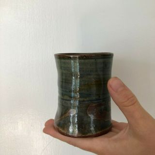 Mid Century Modern John Glick Stoneware Studio Pottery Signed Tumbler Cup Vase