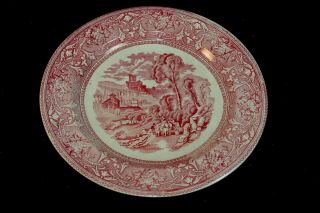 Antique Staffordshire Red Transferware Plate - Italy Pattern - Edge Malkin Em&co