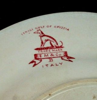 Antique Staffordshire Red Transferware Plate - Italy Pattern - Edge Malkin EM&Co 4