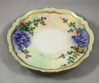 Vintage O Eg Royal Austria Saucer Plate Purple Flowers Gold Trim
