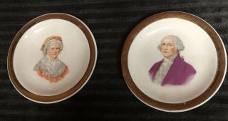 Vintage George & Martha Washington Porcelain Hanging Mini Wall Plates