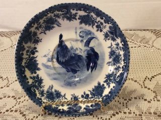Discontinued William James Blue Farmyard Rooster Saucer