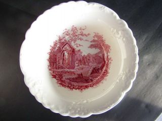 Rare Antique English Abbey China Red Transfer Print 7 " Salad/ Dessert Plate