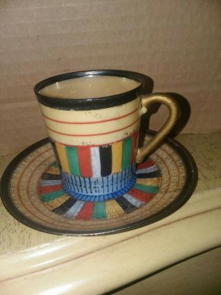Vintage Tt Demitasse Hand Painted Tea Cup And Saucer Multicolor Japan