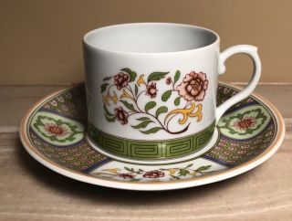 Vista Alegre Va Portugal Flat Tea Teacup Coffee Cup & Saucer Floral Flowers