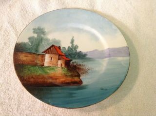 Antique Limoges France Hand Painted Plate Landscape Scene Signed Thomas Estate