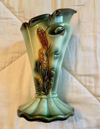 Vintage Hull Art Pottery Vase Parchment & Pine 2 Tone Green Ceramic Hull Vase