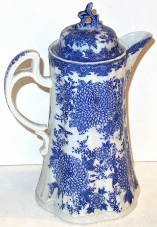 Lovely Antique Blue & White Porcelain 9 - 1/2 " Chocolate Pot Nr