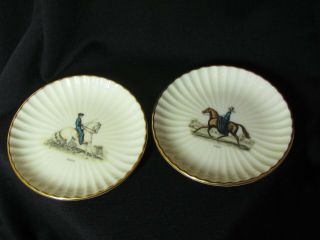 Lenox Porcelain Coasters Set Of 2 Equestrian Design Gold Accents Made In Usa