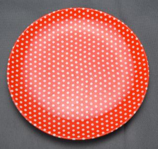 Fitz & Floyd Dessert Salad Plate 7 3/4 " Red White Polka Swiss Dots