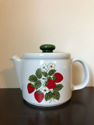 Vintage Mccoy Strawberry Teapot Pottery Ceramic 1418 Mid Century Modern.  Usa