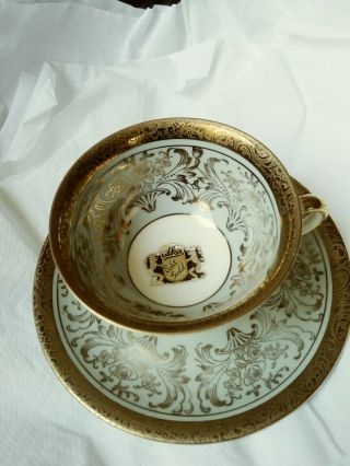 Vintage Alka Bavaria Teale Green & Gold Footed Tea Cup & Saucer