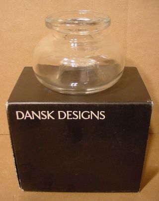 Mid Century Modern Dansk Denmark Ihq Glass Candle Holder Clear Made In France