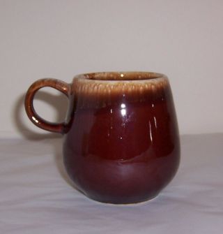 Mccoy Coffee Tea Cup 7025 - Brown Drip Glaze - Rounded Shape W/ Round Handle