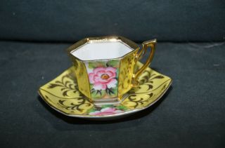Vintage Merit Japan Porcelain Yellow Demitasse Tea Cup And Saucer Plate