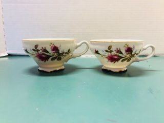 Vintage Royal Rose Fine China Japan Set Of 2 Tea Cups Euc