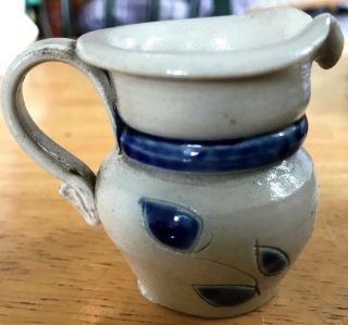 Vintage Miniature Williamsburg Pottery Pitcher Creamer Hand - Carved Stoneware Va.
