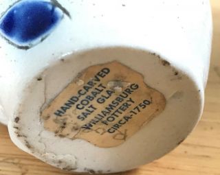 Vintage Miniature Williamsburg Pottery Pitcher Creamer Hand - Carved Stoneware Va. 5