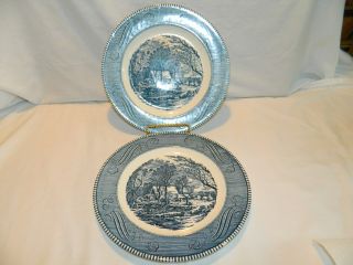 2 Vintage Currier & Ives 10 Inch Dinner Plates – The Old Grist Mill – Royal