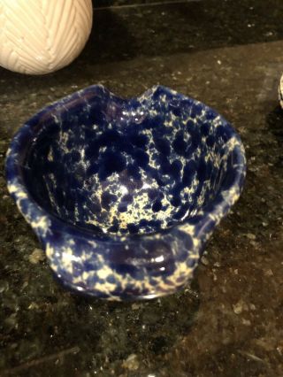 Bennington Pottery Blue Agate Small Lipped Bowl Euc